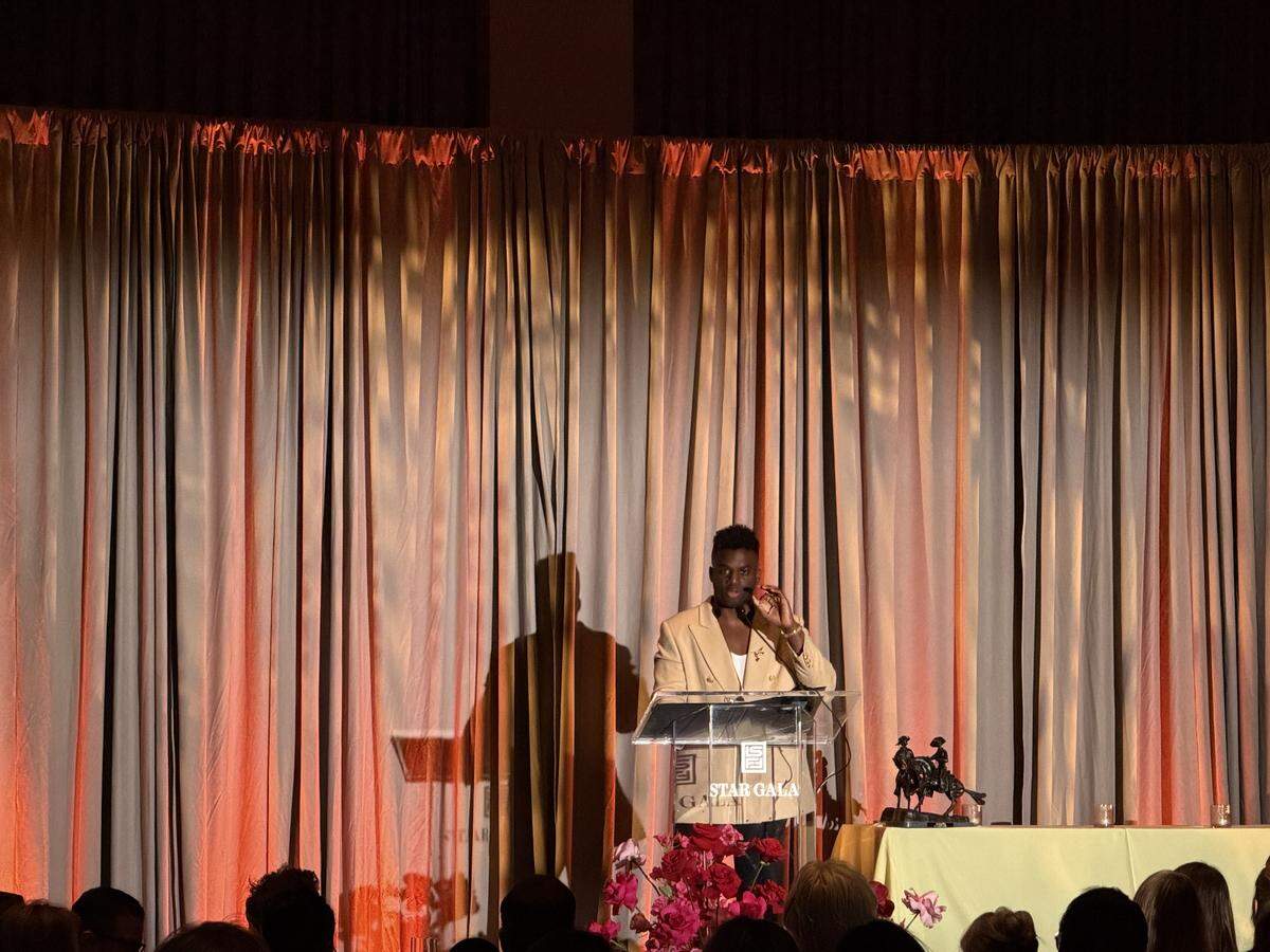 Abraham Alexander accepts the “Stephen Bruton Award” at the Lone Star Film Festival Gala at the Bowie House hotel on Friday, Nov. 7, 2025.