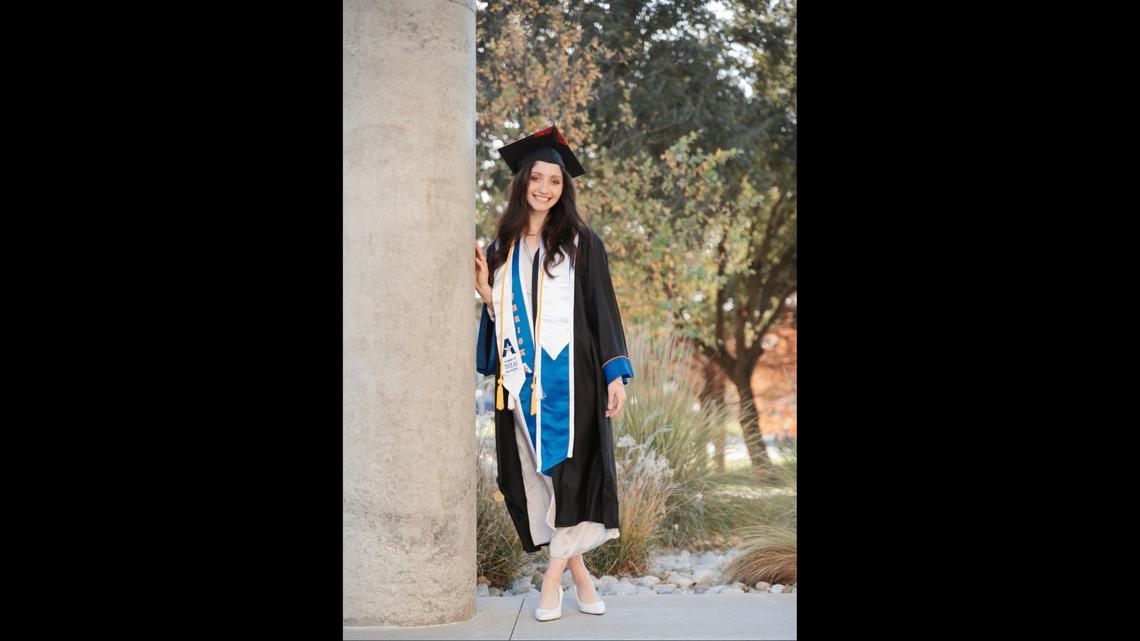 Ward Sakeik poses for her graduation photos. Sakeik graduated from the University of Texas-Arlington.