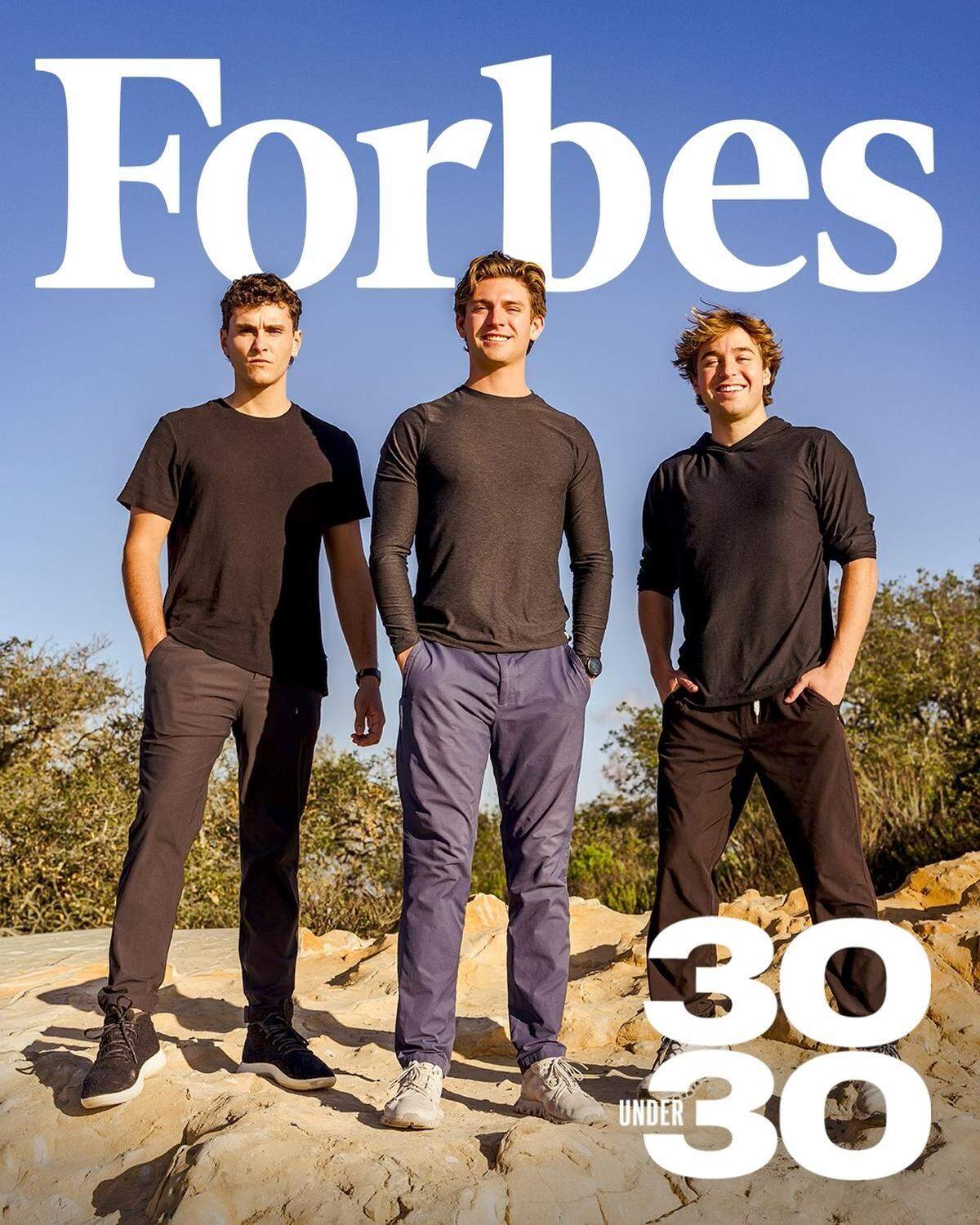 Liam Brogan (left), Ross Cooley (middle) and Luke Smialowicz (right) recognized by Forbes 30 under 30 in the Food and Drink category for their small energy gel business, HNY+.