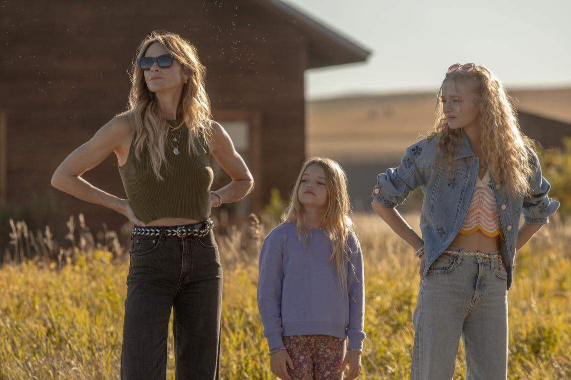 Pictured (L-R): Beau Garett as Abigail Reese, Alaina Pollack as Macy Reese, Amiah Miller as Bridgett Reese in season 1, episode 1 of the Paramount+ series “The Madison.”
