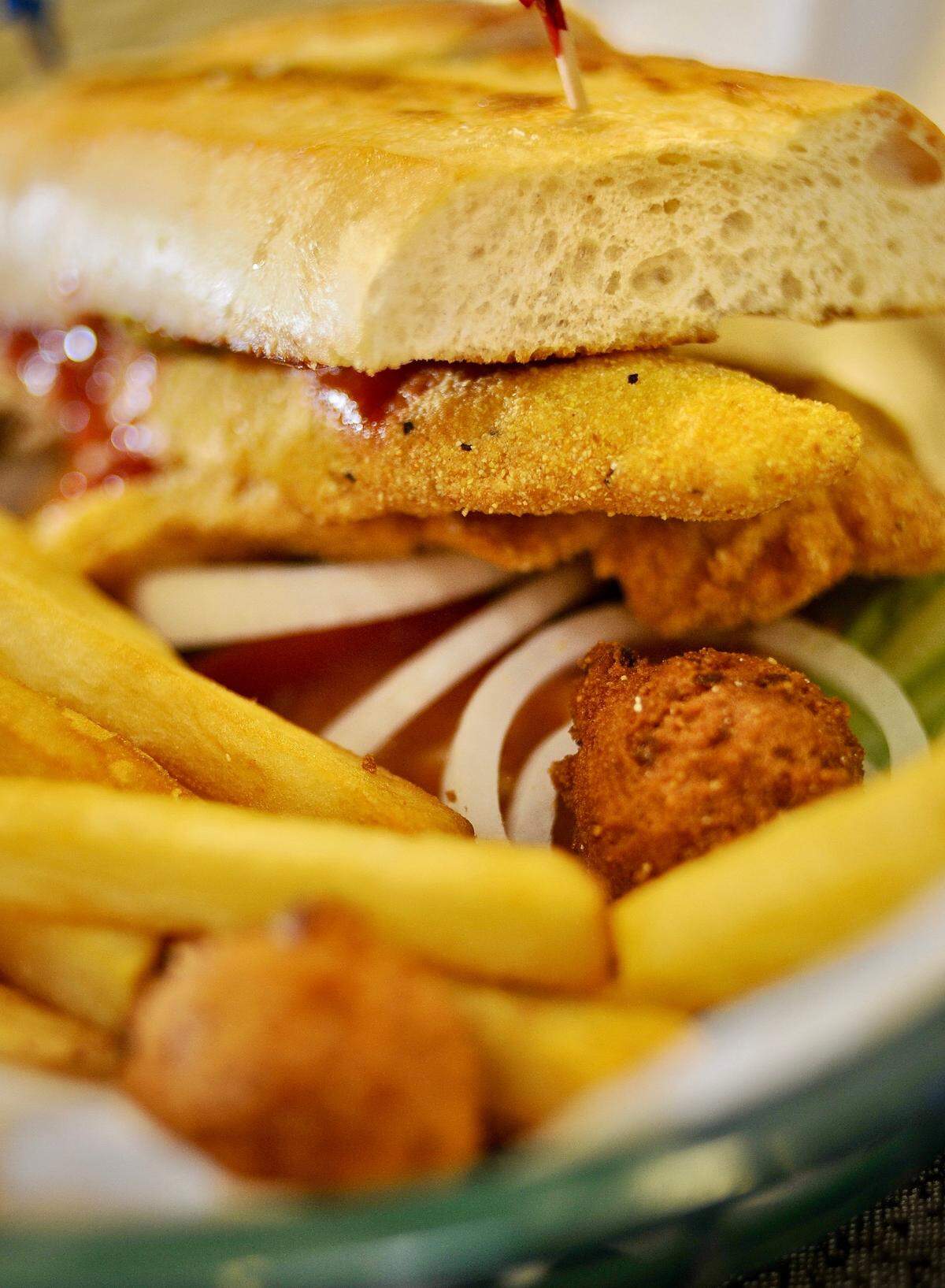 A fried catfish po’boy at the Flying Fish location in Arlington, seen July 13, 2011.