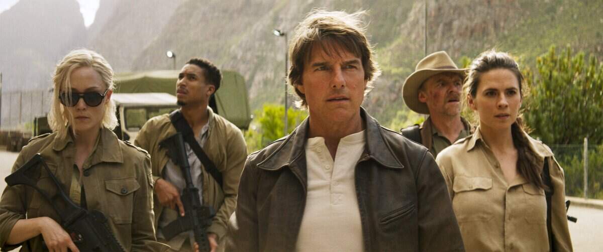 (L-R): Pom Klementieff, Greg Tarzan Davis, Tom Cruise, Simon Pegg and Hayley Atwell in “Mission: Impossible - The Final Reckoning.”
