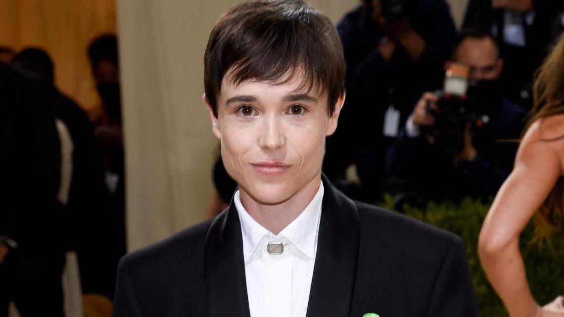 FILE - Elliot Page attends The Metropolitan Museum of Art’s Costume Institute benefit gala in New York on Sept. 13, 2021. Page is working on a memoir, in which he will write about everything from his Oscar-nominated film career to becoming a prominent transgender person. Flatiron Books announced Thursday that “Pageboy” will be published next year. (Photo by Evan Agostini/Invision/AP, File)