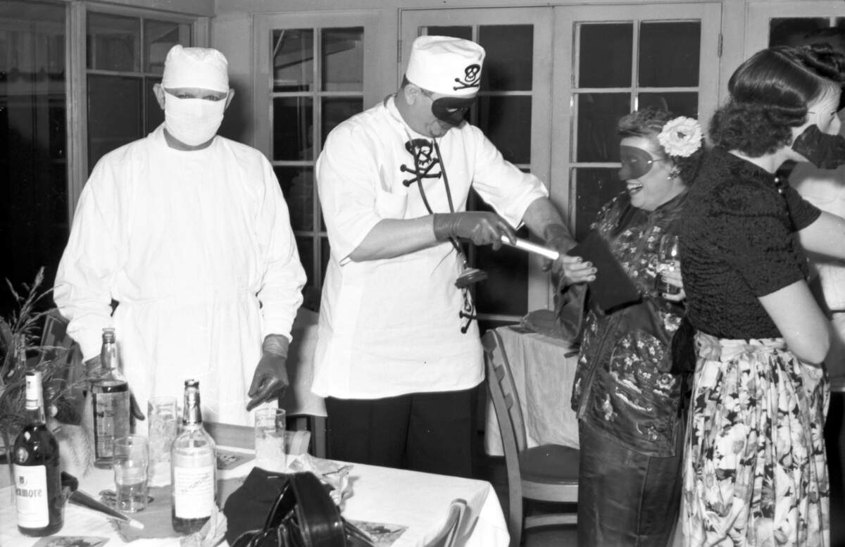 Laughs were the name of the game at the Moslah Temple’s 1947 Shrine Patrol Halloween party.