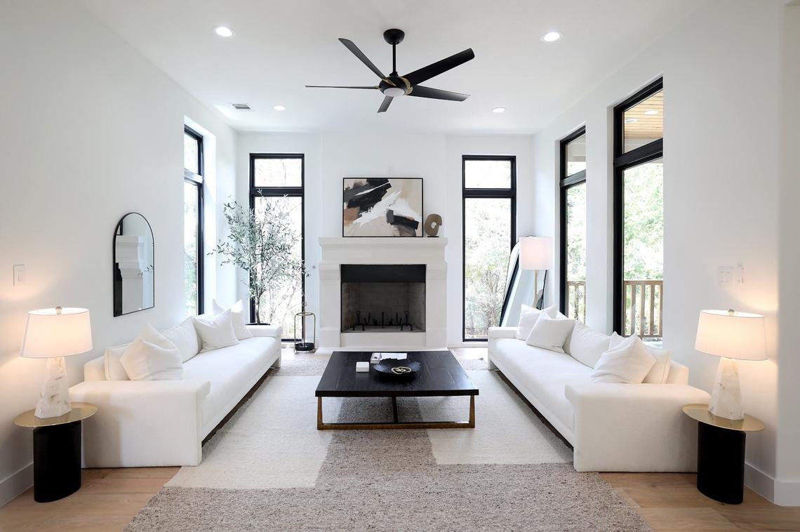 A living area of a newly built 7,019-square-foot home in the Silverado on the Brazos community on Wednesday, September 11, 2024.
