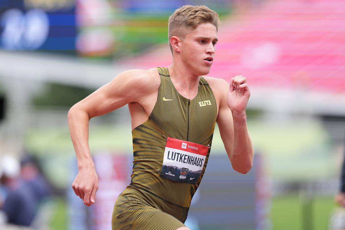 Cooper Lutkenhaus places second in the 800m in a World U18 record 1:42.27 during the USATF Championships at Hayward Field on Aug 3, 2025, in Eugene, Ore.