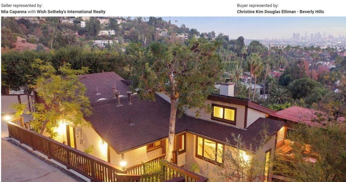 House in the hills with a view of the downtown Los Angeles skyline