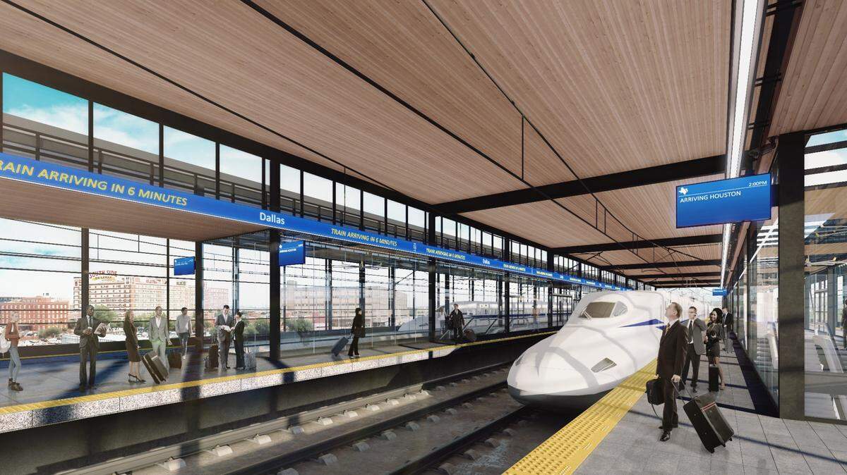 Artist rendering of proposed high-speed rail platform in Dallas.