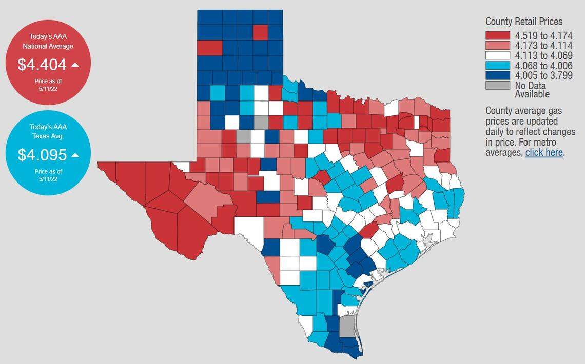 Gas prices on Wednesday, May 11, according to AAA.