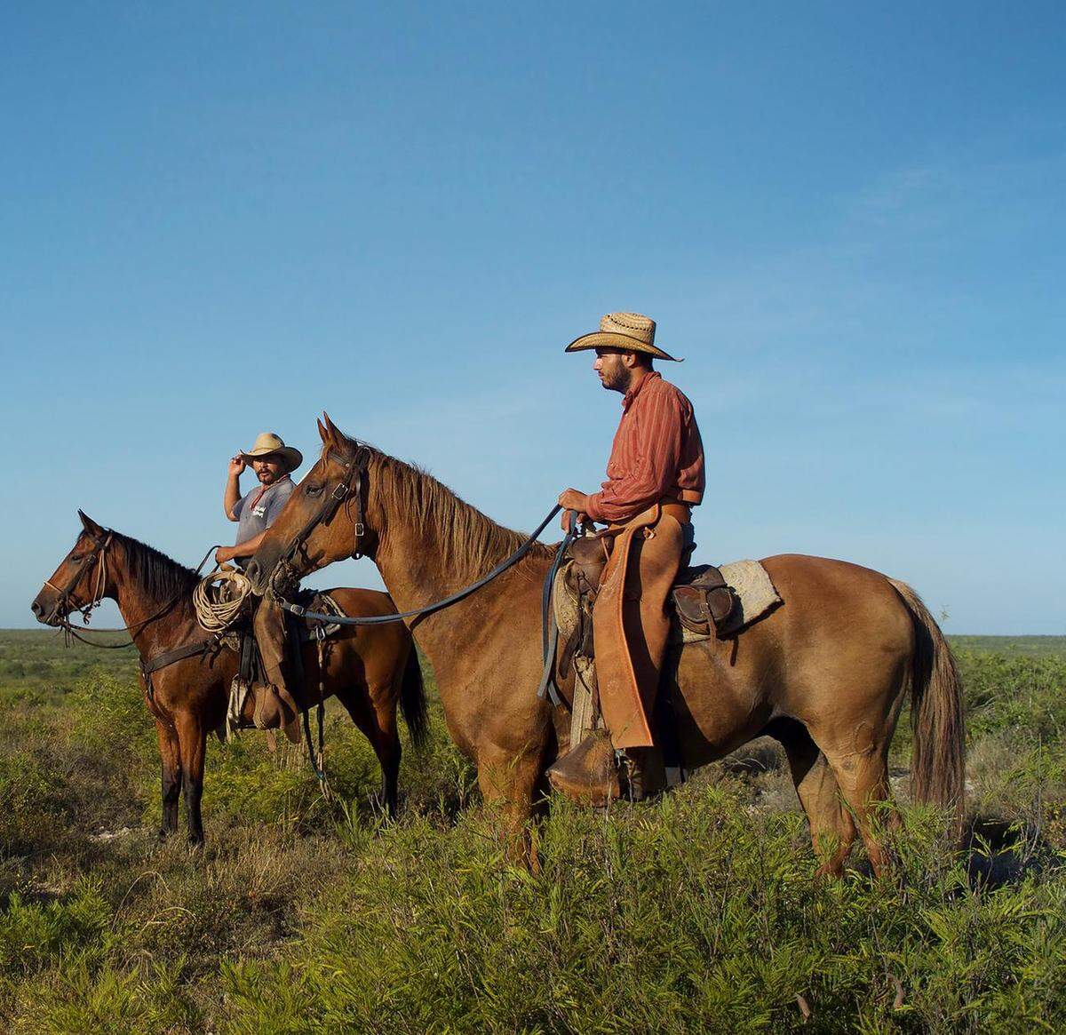 Two vaqueros from Rancho Los Corrales in northern Mexico look for wild horses in ‘Cowboys Without Borders.’