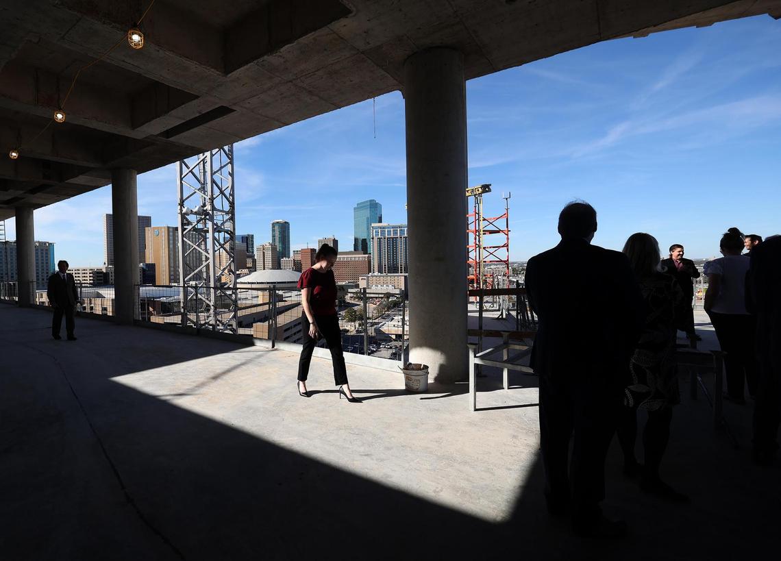 The eighth floor Texas A&M-Fort Worth Law and Education Building currently under construction on Monday, Nov. 11, 2024.