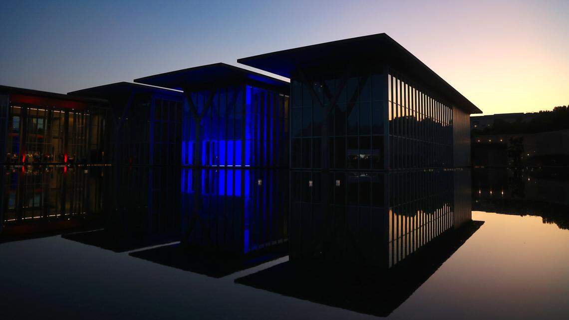 The sun sets on the Modern Art Museum of Fort Worth on Saturday, September 16, 2023.
