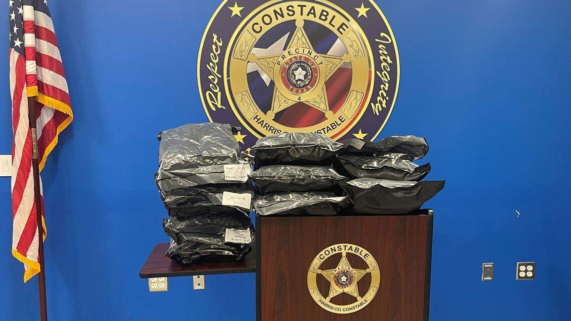 Two men are accused of attempting to retrieve over 21 pounds of marijuana after it was delivered to the wrong house, Texas cops say.