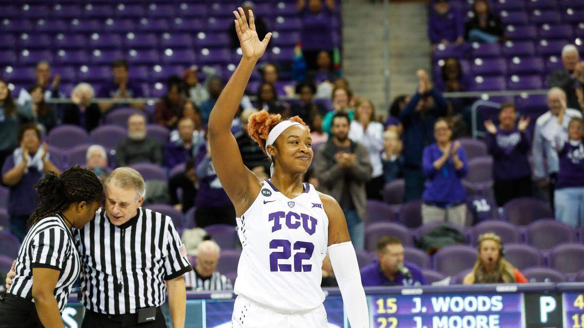 Behind the strength of Jordan Moore’s fourth double-double in the last five games, the TCU women’s basketball team overcame a 15-point second-half deficit to pick up a huge road win at Texas Tech, 70-63, on Wednesday night at United Supermarkets Arena.
