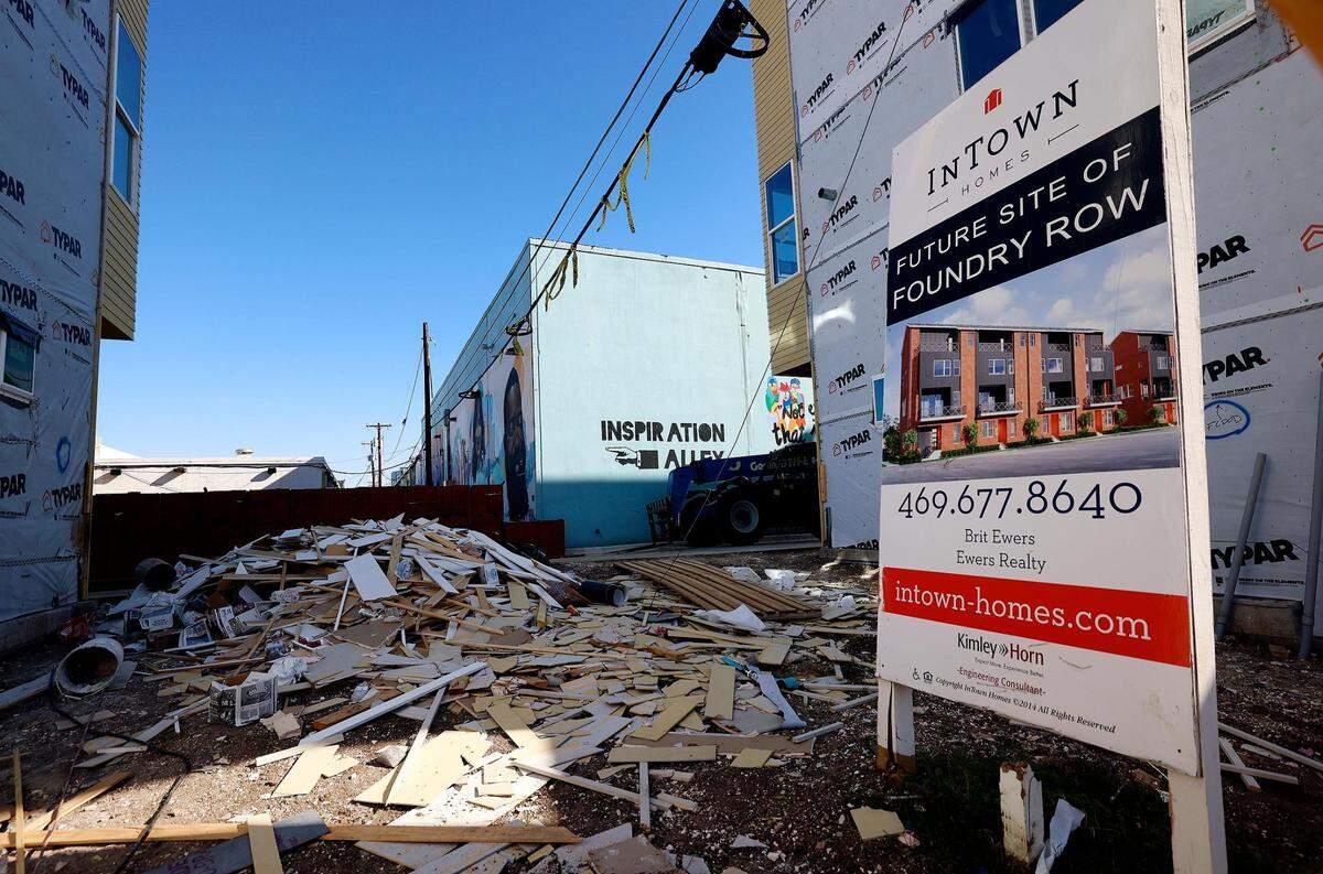 A future housing development in mid-construction in the Foundry District of Fort Worth on Tuesday, November 28, 2023.