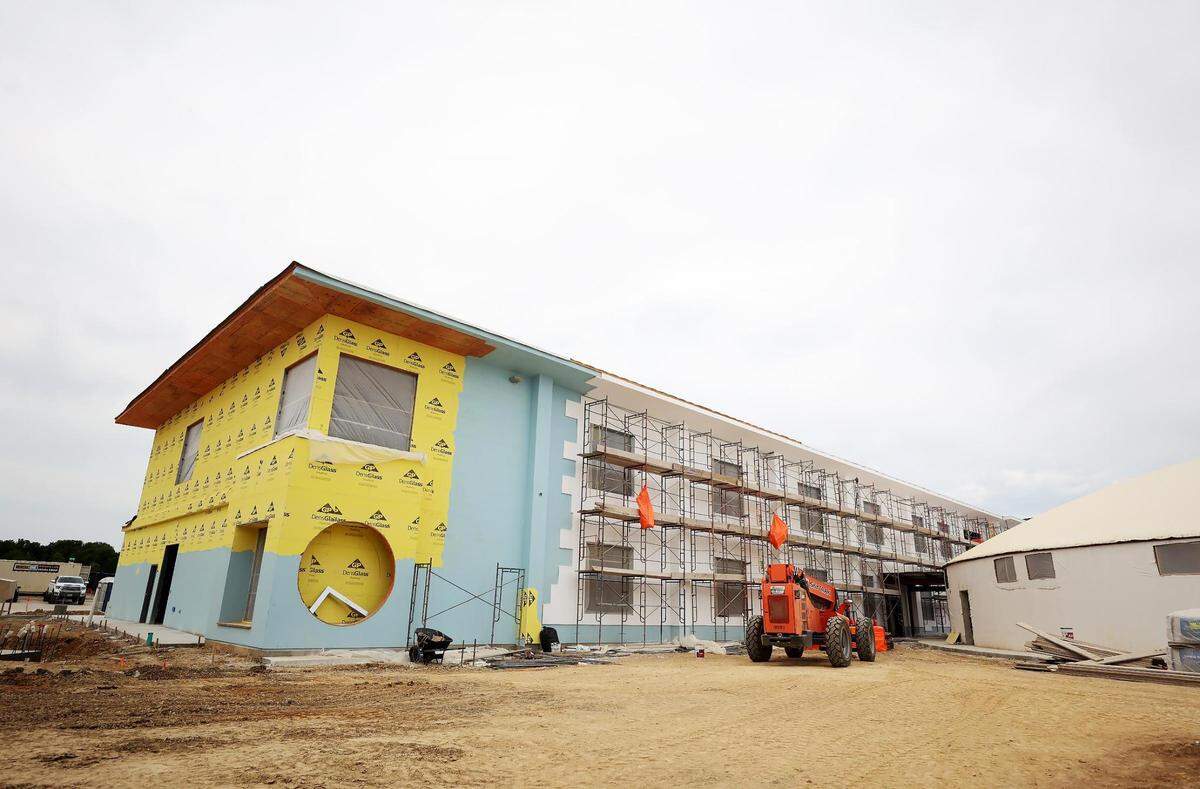 Construction continues on Rocketship Dennis Dunkins Elementary School on May 18, 2022. Rocketship is a new charter school in the Stop 6 neighborhood of Fort Worth.