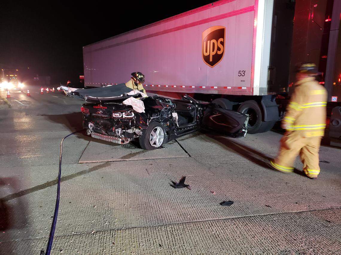 One man died after running a red light and striking an 18-wheeler in Westlake on Thursday, police said.