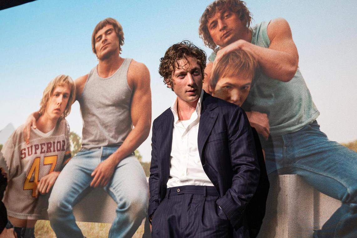 Actor Jeremy Allen White, who stars as ‘Kerry Von Erich,’ poses for photos on the red carpet for the world premiere of the movie “The Iron Claw,” at the Texas Theater in Dallas on Wednesday, Nov. 8, 2023.