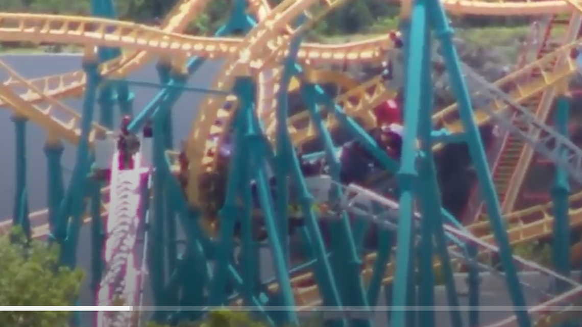 About 20 people were rescued from the Poltergeist roller coaster at Six Flags Fiesta Texas on Saturday after it stopped mid-ride, the park said.
