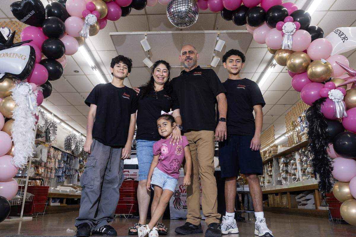The Osuna family is photographed at Smiths Homecoming Mums & Party Headquarters on East Lancaster Avenue in Fort Worth on September, Sept. 13, 2025.