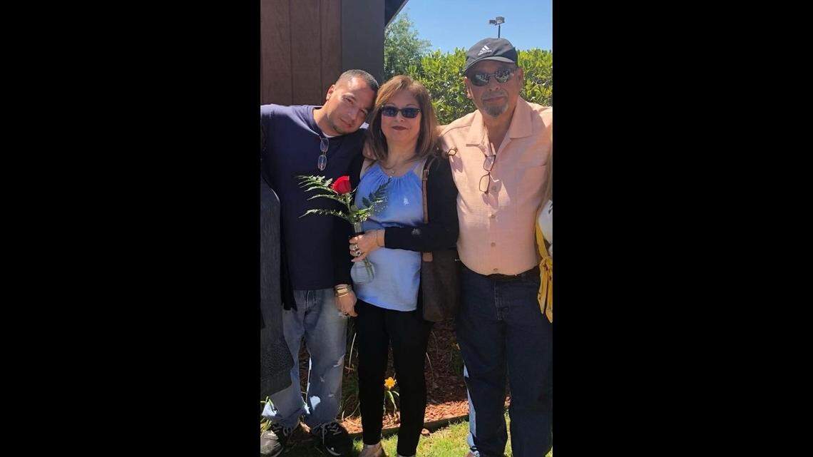 Fernando Mendoza (left) is pictured with his parents. Mendoza was killed in a shooting in Fort Worth in 2020. Jesus Rios was sentenced to 15 years after pleading guilty to his murder.