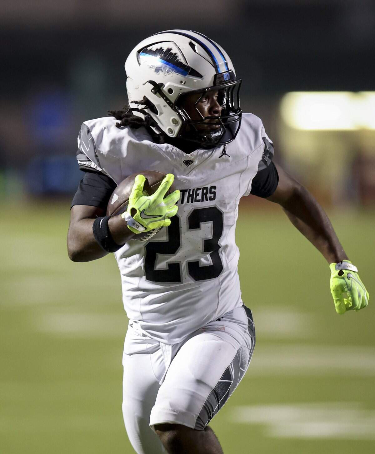 North Crowley running back Kiante Ingram (23) runs the ball to score a touchdown during the first half of the game against Waxahachie on Friday, Oct. 9, 2026, at Stuart B. Lumpkins Stadium in Waxahachie.