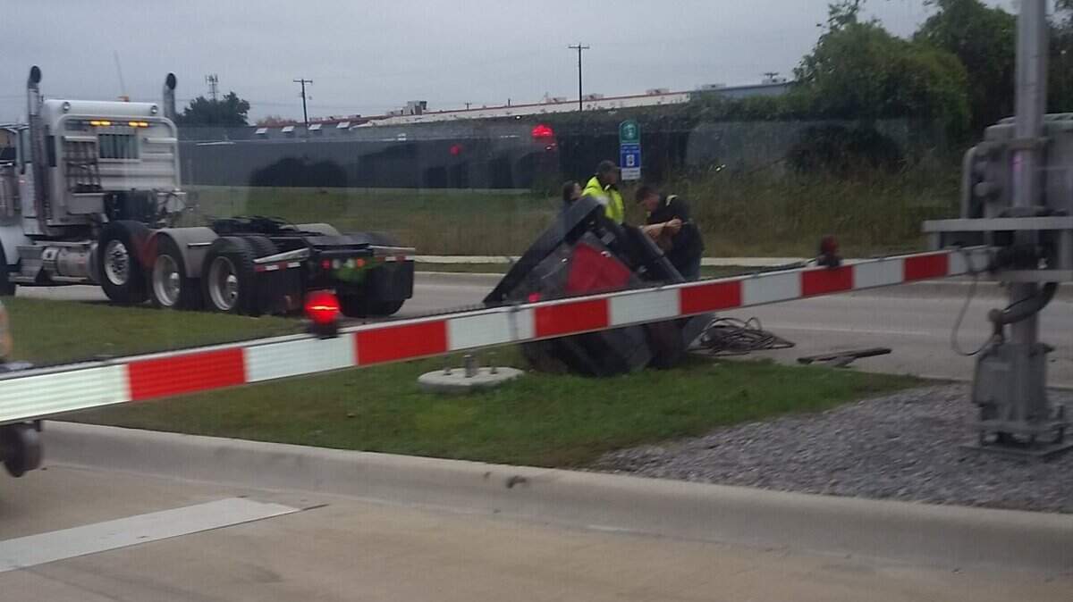 A TRE train collided with a flatbed trailer Wednesday morning, injuring four, authorities said.