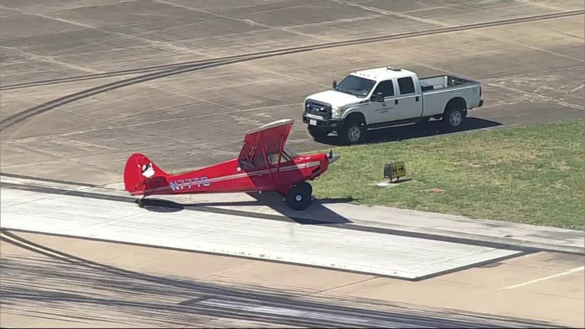 Single-engine plane veers off runway at Arlington Municipal Airport; pilot unhurt