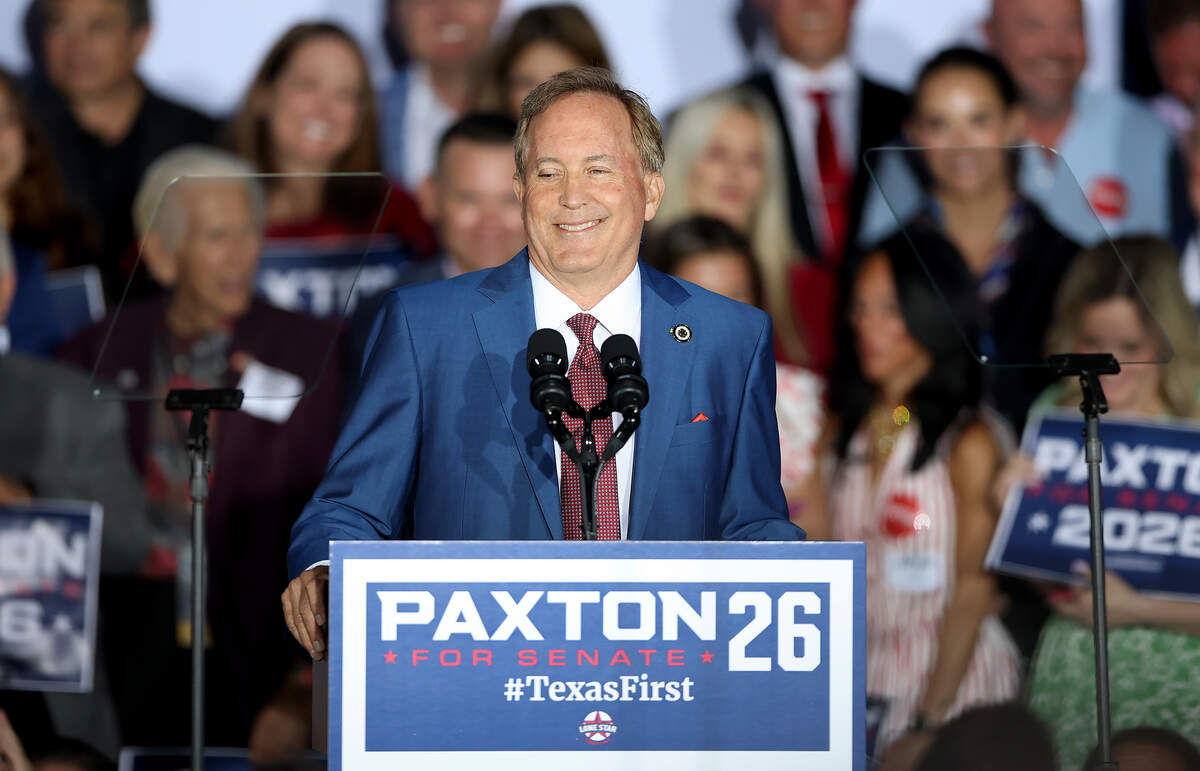 Texas Attorney General Ken Paxton speaks to supporters on Tuesday, May 26, 2026, in Plano. Paxton defeated incumbent Sen. John Cornyn in the U.S. Senate primary runoff.