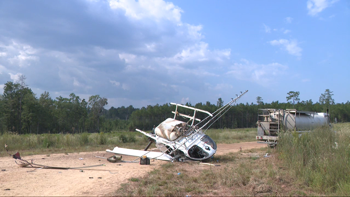 A helicopter crashed while approaching a fuel truck near Newton, Texas, killing the pilot and injuring a person on the ground, officials said.