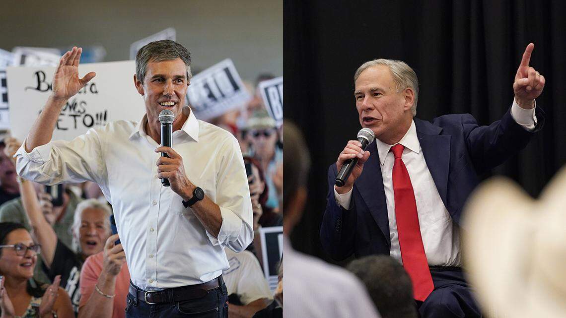 Beto O’Rourke, left, and incumbent Greg Abbott are running for Texas governor in the Nov. 8 election.