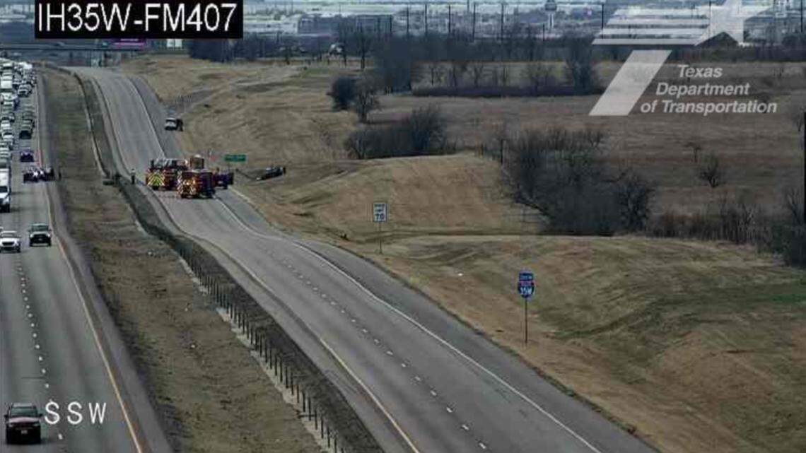 One person was killed after a crash on southbound lanes of Interstate 35W north of Texas Motor Speedway on Sunday afternoon, police said. One person was killed after a crash on southbound lanes of Interstate 35W north of Texas Motor Speedway on Sunday afternoon, police said.