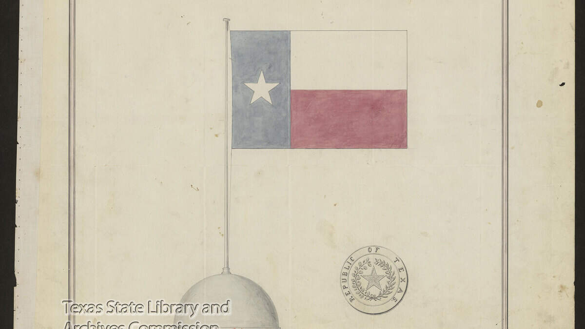 A drawing by Peter Krag of the design for the Republic of Texas flag and seal, approved Jan. 25, 1839.