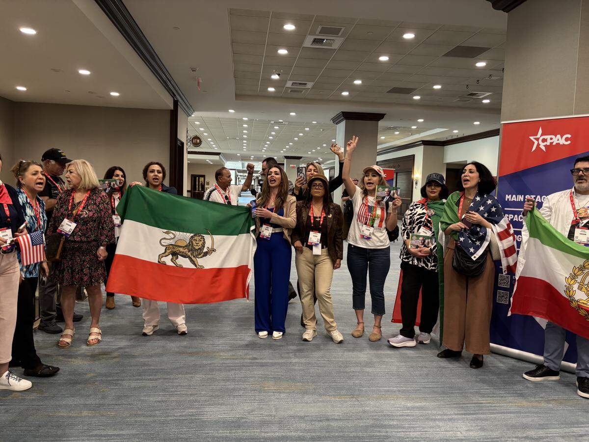 A group of demonstrators continued the rally for the war in Iran at the Conservative Political Action Conference.