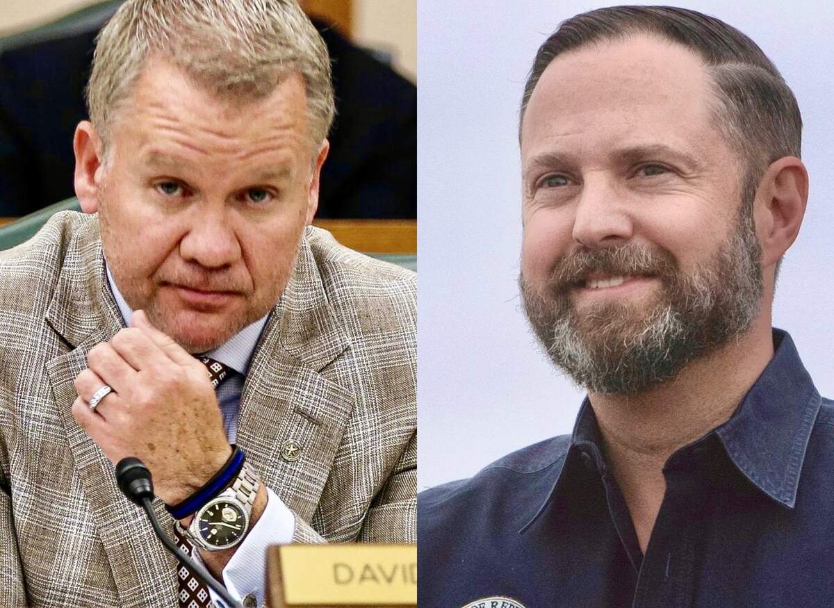 State Reps. David Cook, left, and Dustin Burrows lead the race for Texas House Speaker in a Jan. 14 election.