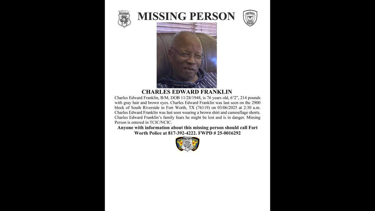 The missing persons alert for Charles Edward Franklin.