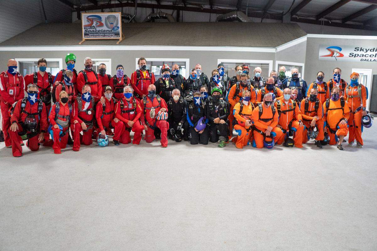 The jumpers represented 11 states and have logged between 241 and 12,382 skydives during their jump careers.