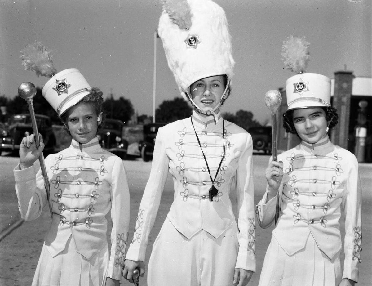 1939: A parade for a Free Fall Fair at Cross Plains High School. From left: Louise Carey, Johnye Frances Baldwin and Betty Jean Pembleton