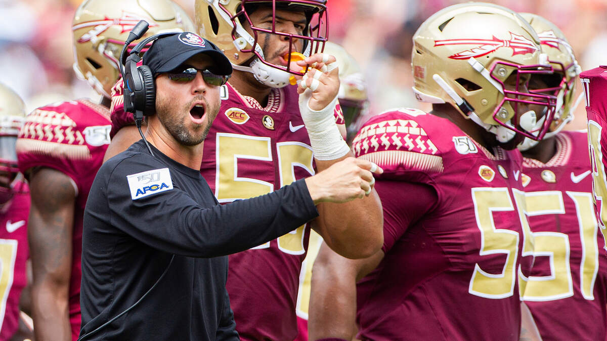 Kendal Briles, shown coaching Florida State in 2019, is the new offensive coordinator at TCU.
