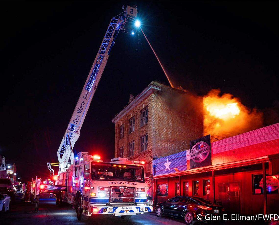 The Cantina Cadillac bar, in a historic building at 124 W. Exchange Ave. in the Fort Worth Stockyards, was heavily damaged in a fire Saturday night, Aug. 5, 2023.