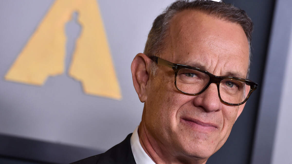 Tom Hanks on Nov. 19 in Los Angeles. The Oscar-winning actor sent an antique, autographed typewriter and a letter to the Cambridge Typewriter Co. in Massachusetts as a gift.