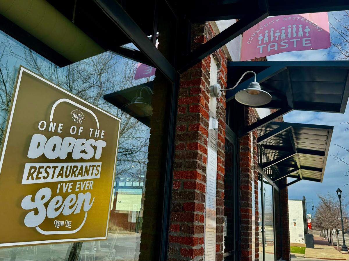 Keith Lee’s line calling Taste Project “one of the dopest restaurants I’ve ever seen” is now a sign at Taste Project’s community restaurant Feb. 17, 2024.