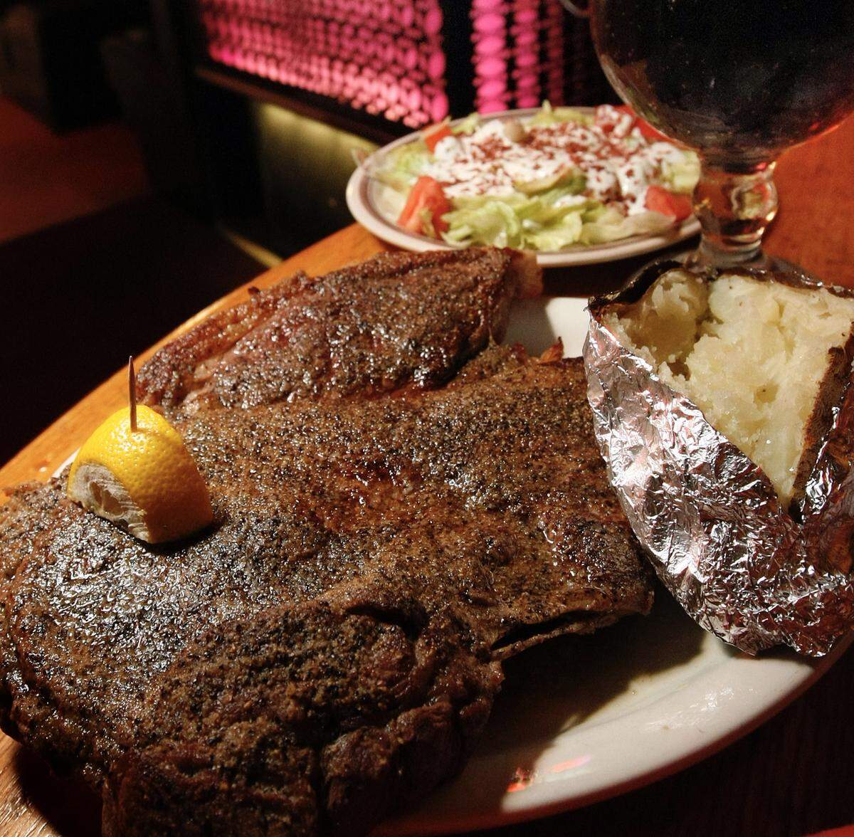 A 2-pound sirloin dinner at the M & M Steak House Aug. 5, 2008.