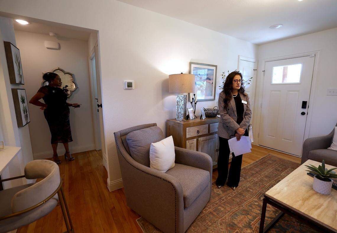Community members, lenders and realtors were invited to tour a model home at Carroll Park in Fort Worth on Tuesday, Sept. 23, 2025. Carroll Park is the Fort Worth Land Trust's inaugural project for the city.