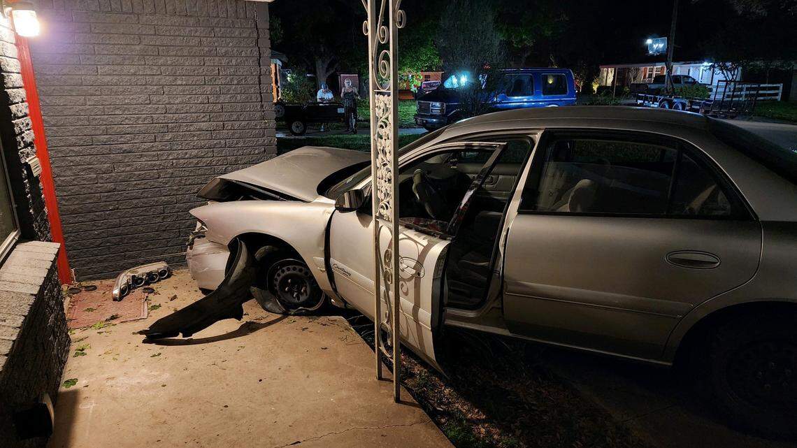 The driver fled the scene after losing control of his car and hitting this White Settlement residence Friday night, officials say. Police are looking for cameras that captured the incident.