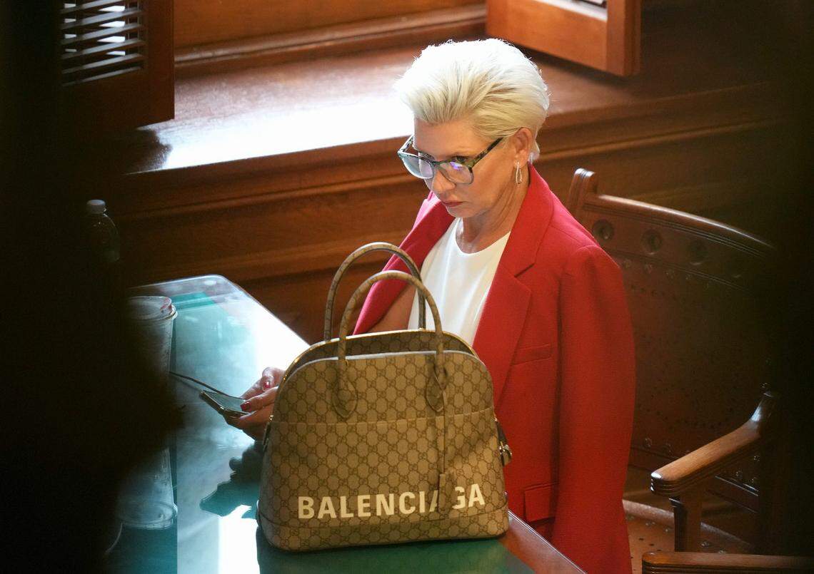 Laura Olson, the alleged mistress of Attorney General Ken Paxton, waits to testify at the impeachment trial of Paxton at the Capitol on Wednesday September 13, 2023.