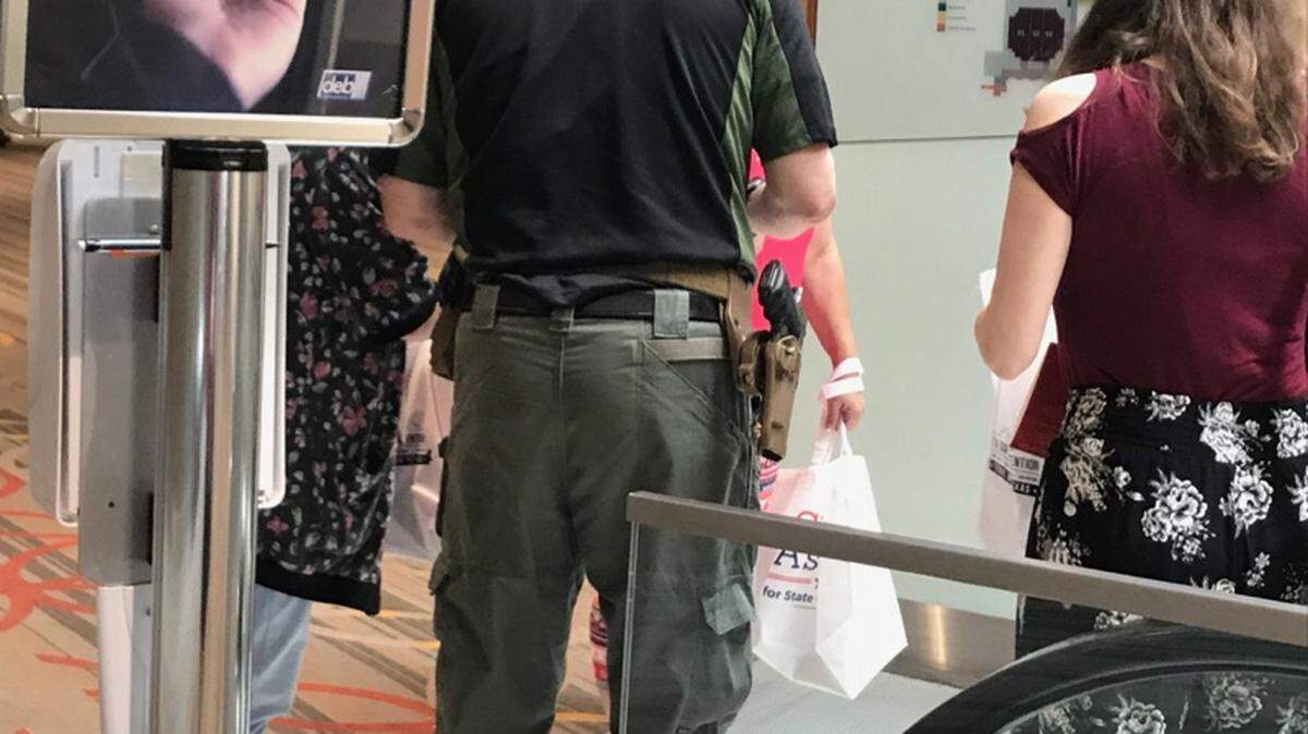 Some of the Texans gathered at the Republican Party of Texas state convention in San Antonio are openly carrying their guns.