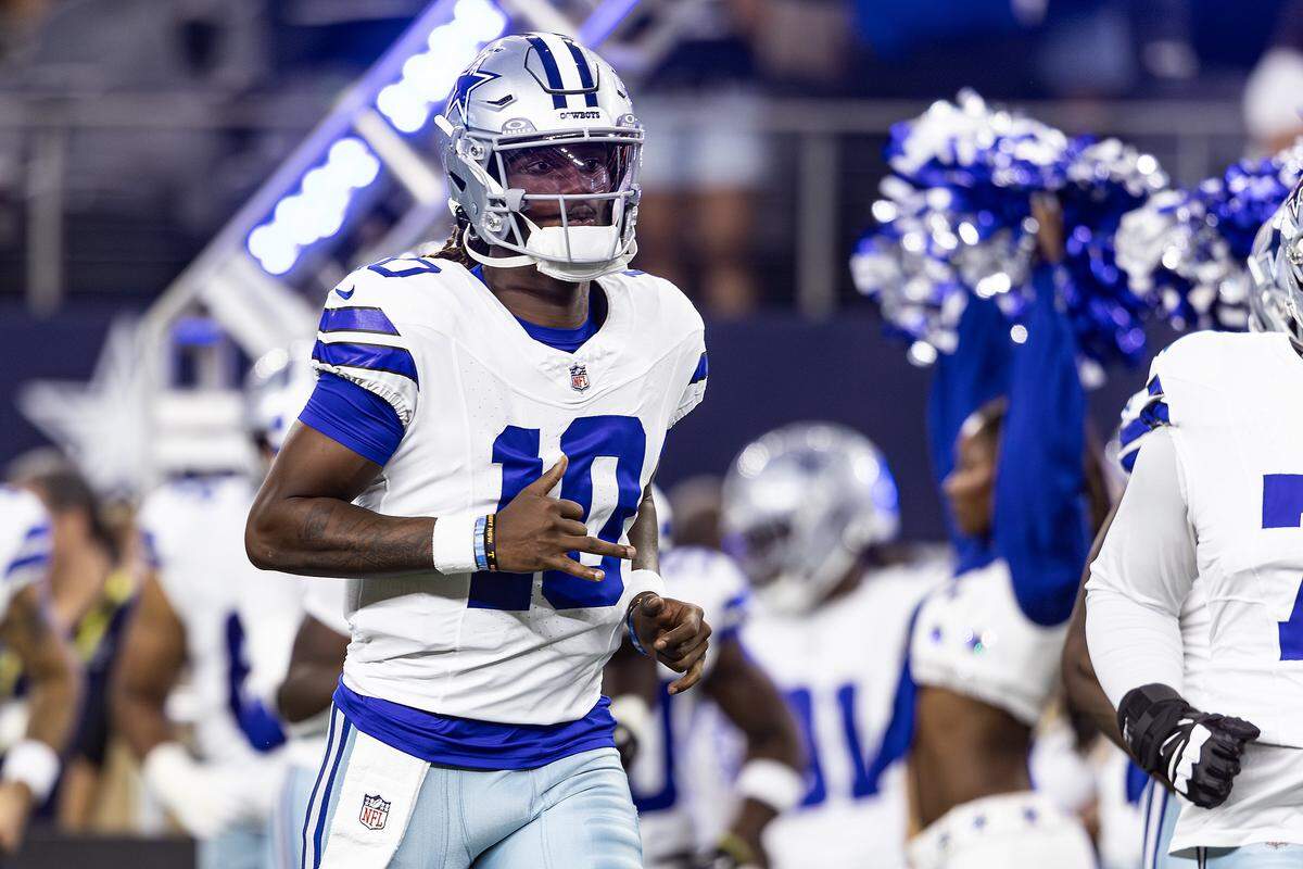 Cowboys quarterback Joe Milton (10) comes out of the tunnel prior to an NFL preseason game between the Dallas Cowboys and the Atlanta Falcons at AT&T Stadium in Arlington on Friday, Aug. 22, 2025,