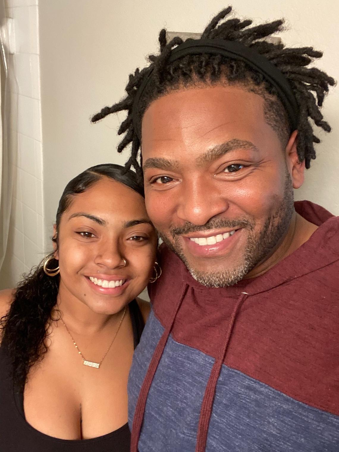 Dwayne Brazzell Jr. (right) poses for a photo with his daughter, Teah Brazzell. Dwayne, who was killed in a shooting on Sunday night, is remembered by many for his game-winning touchdown in the 1993 Class 5A Division 11 state championship game.