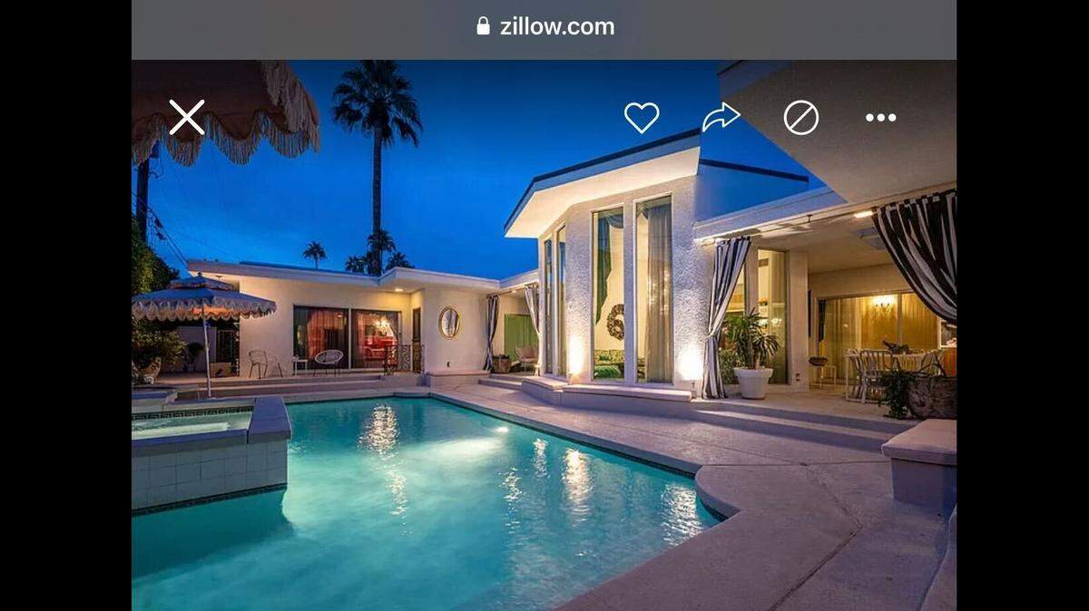 Backyard and pool area of the home